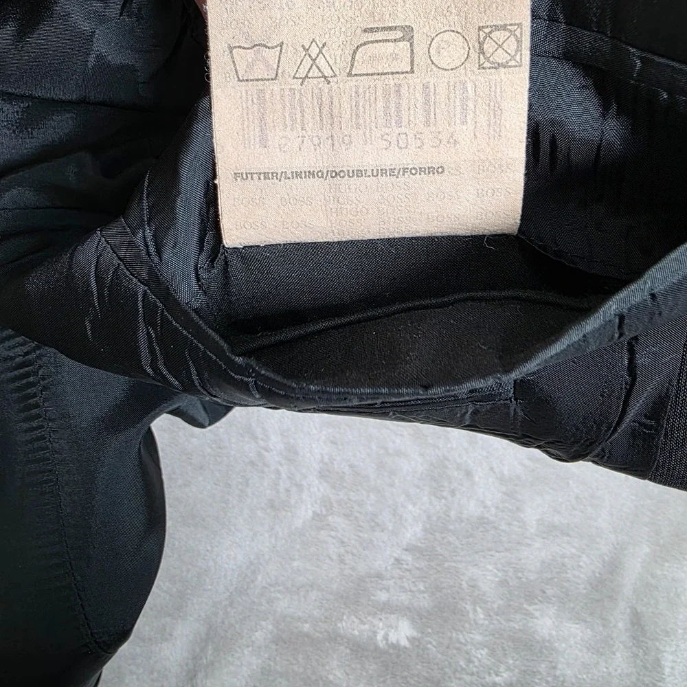 VINTAGE Hugo Boss Blazer Mens 44R Black Wool‎ Sport Coat Jacket Made In USA